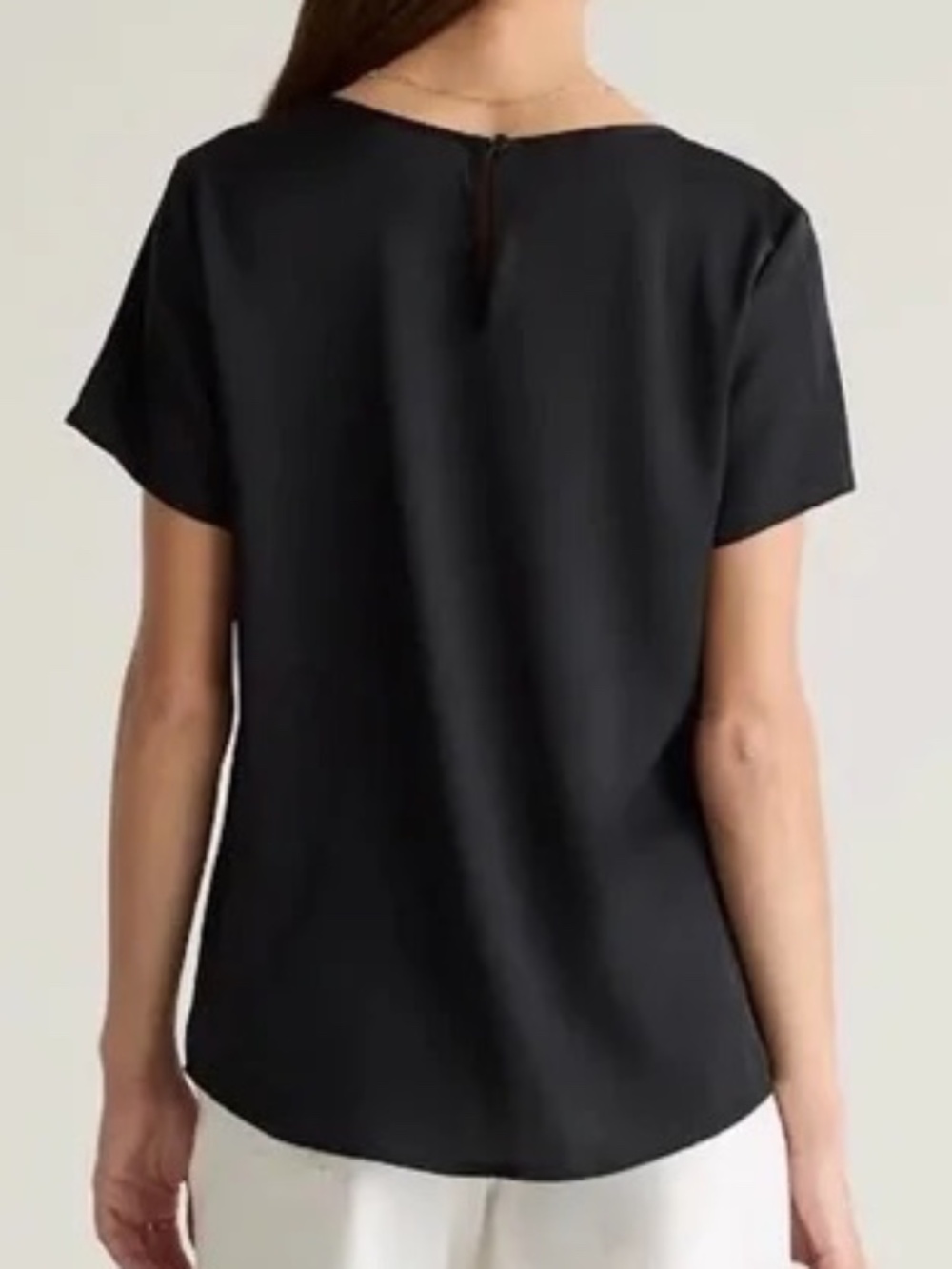 Quince Washable Stretch Silk Tee in Black - Size L - Picture 8 of 8